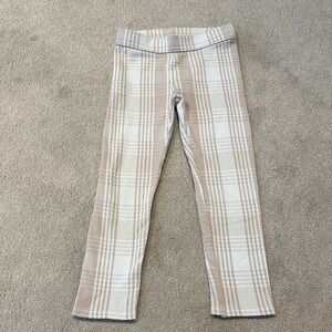 Janie and Jack Beige and White Plaid Leggings